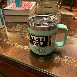 Sea foam green/blue yeti mug. Brand new never used!